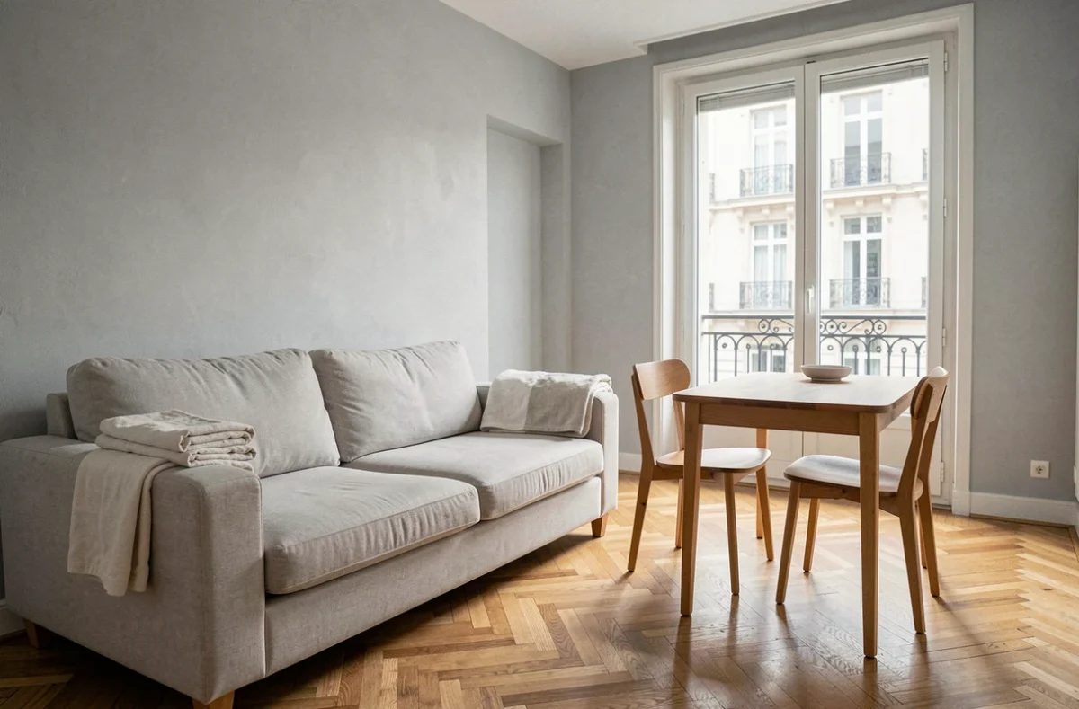Appartement meublé moderne et bien équipé prêt à la location, illustrant le cadre d'une LMNP