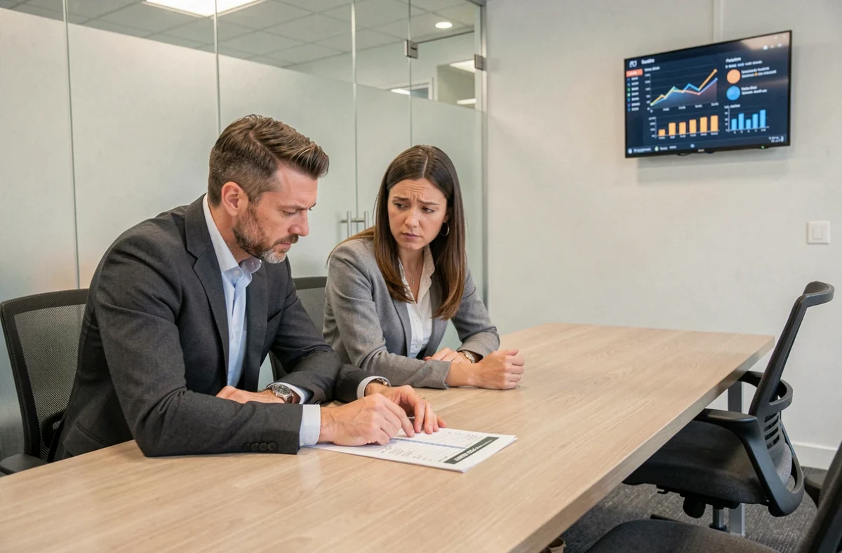 Couple en train de négocier le taux d'intérêt de leur prêt immobilier avec un conseiller financier