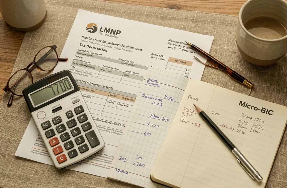 Documents de déclaration LMNP avec calculs de plafond micro-BIC et montants de revenus locatifs à ne pas dépasser