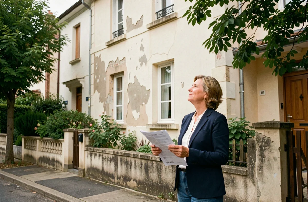 Propriétaire étudiant des devis pour un ravalement de façade de maison individuelle
